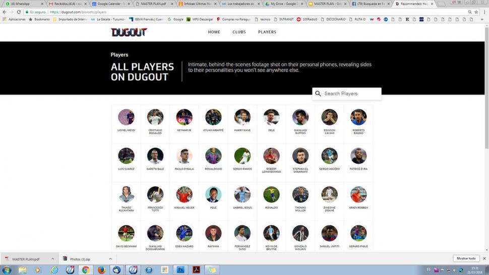 ORGANIZADO. En el menú “Players”, el usuario de Dugout” podrá ver los perfiles de los jugadores que integran esta red social, exclusiva para amantes del fútbol. 