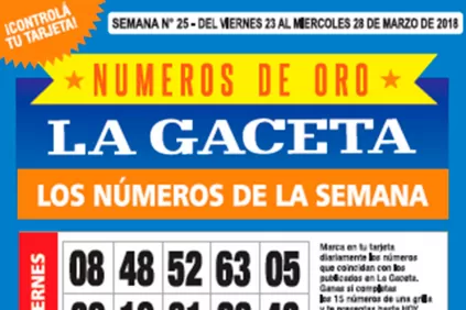 La grilla completa de los Números de Oro de LA GACETA: ¡hay medio millón de pesos en el pozo!