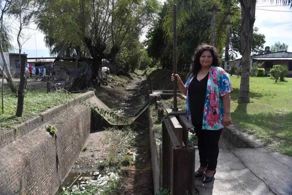 DESAFÍO. “Si la gente arroja basura en los canales, no puede circular el agua para riego”, advierte Gabriela. LA GACETA / FOTO DE OSVALDO RIPOLL.