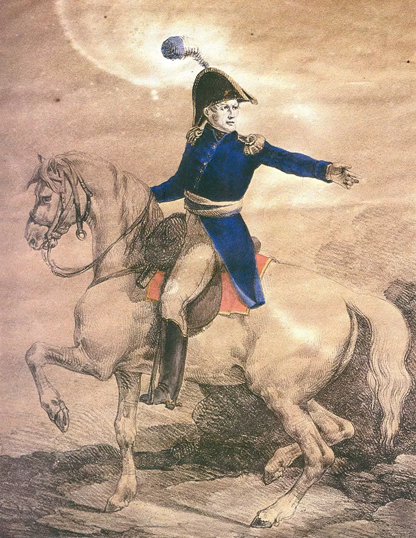 MANUEL BELGRANO. El general patriota en un dibujo del célebre pintor francés Theodore Géricault. 