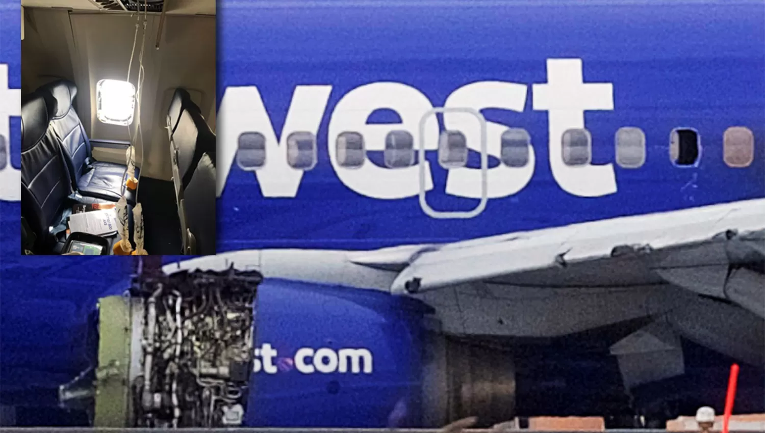 TERROR EN EL AIRE. La turbina explotó y una ventanilla quedó destruida en pleno vuelo de Southwest Airlines. REUTERS