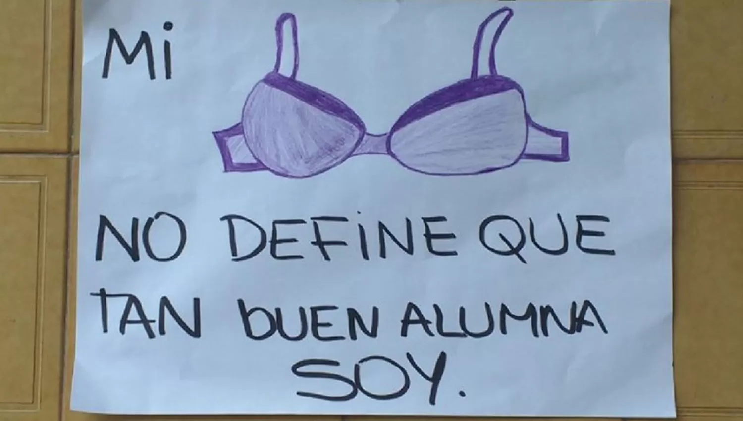 Uno de los carteles en apoyo a la alumna sancionada. ARCHIVO LA GACETA