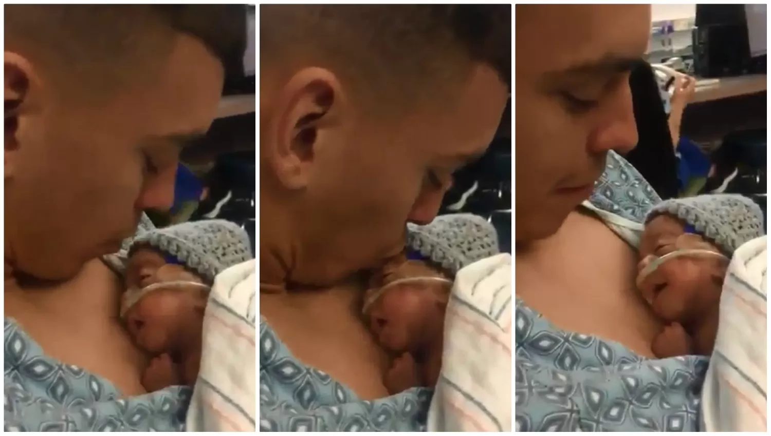 EMOCIONANTE. La reacción de un bebé prematuro cuando su papá lo besa. CAPTURAS DE VIDEO