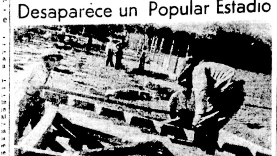 MAYO DE 1948. En  pocas horas las instalaciones del estadio    de los “gallegos” se desmontaron en el parque 9 de Julio.  