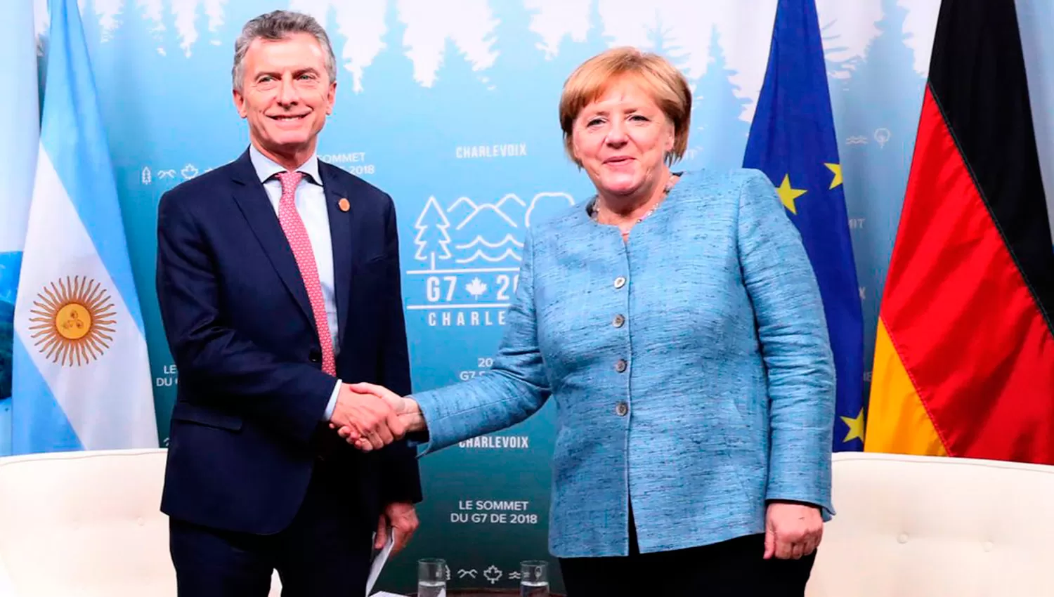 MANDATARIOS. Macri y Merkel en la cumbre del G7. (FOTO TOMADA DE TWITTER)