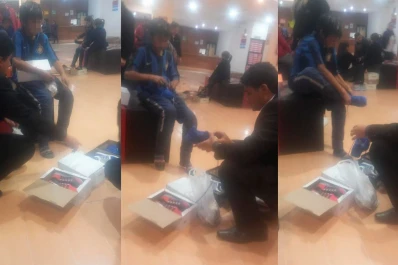 Un tucumano llevó a comprar zapatillas a un nene que pedía monedas descalzo