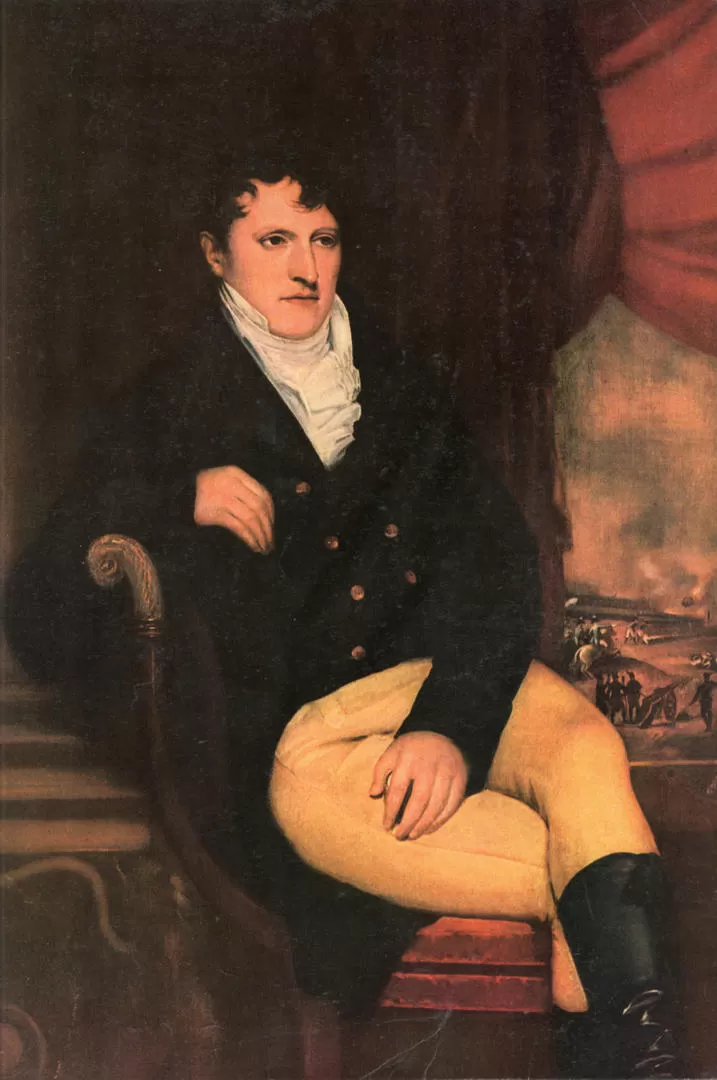 MANUEL BELGRANO. El retrato clásico del prócer, ejecutado en 1815 en Londres por C. Carbonier, se supóne que con el modelo al frente 