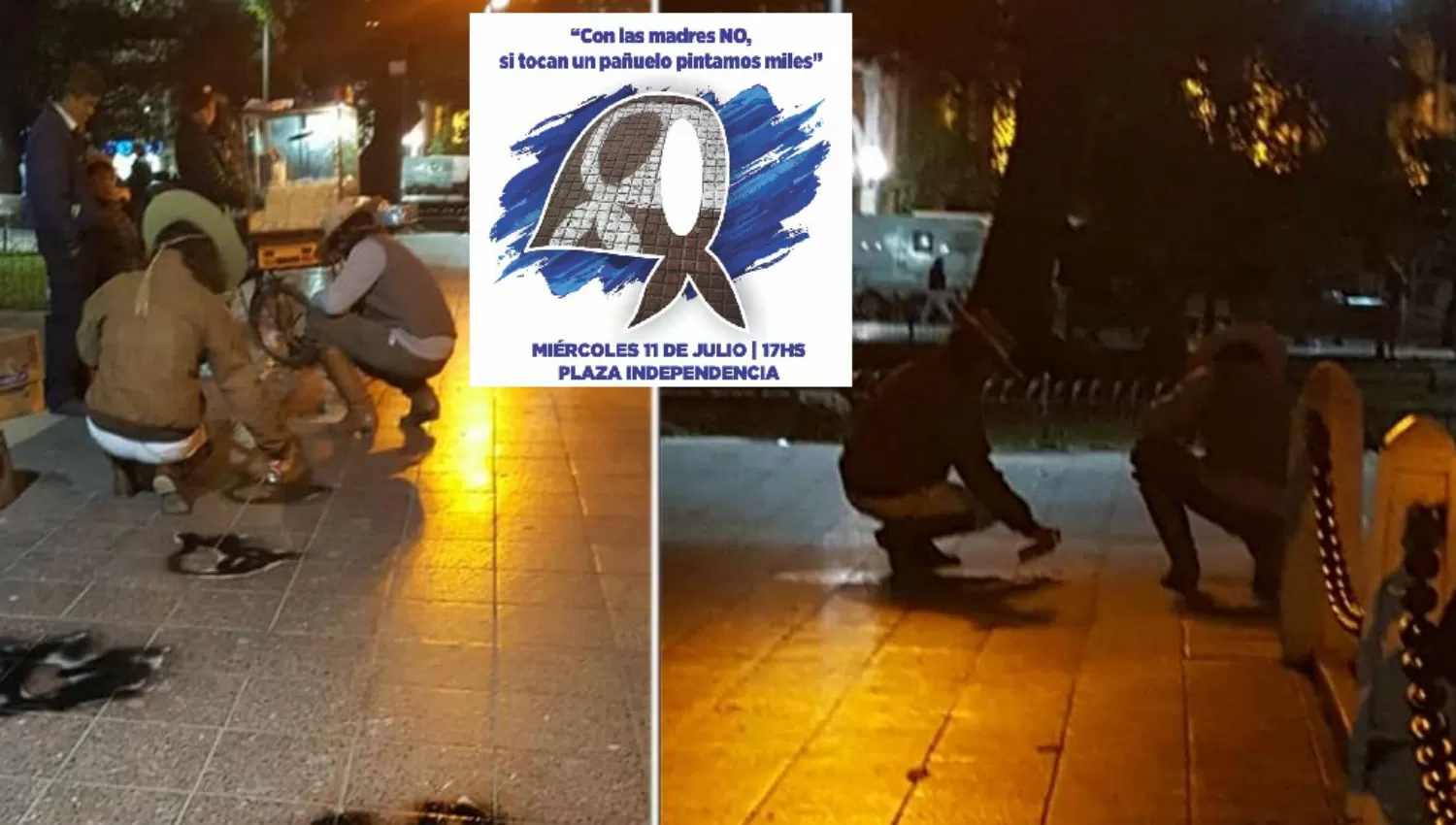 Vandalismo gaucho: volverán a pintar los pañuelos blancos en la plaza Independencia
