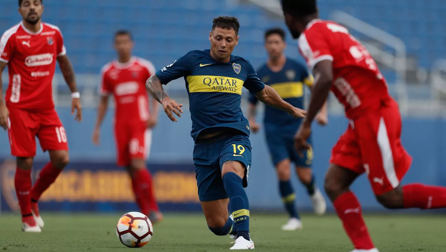 ESTRENO Y GOL. Zárate marcó uno de los goles de Boca ante Independiente Medellín.