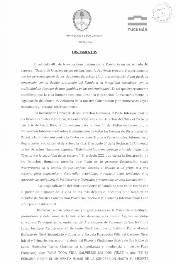 La Legislatura sentará postura y mañana establecería que Tucumán es pro-vida
