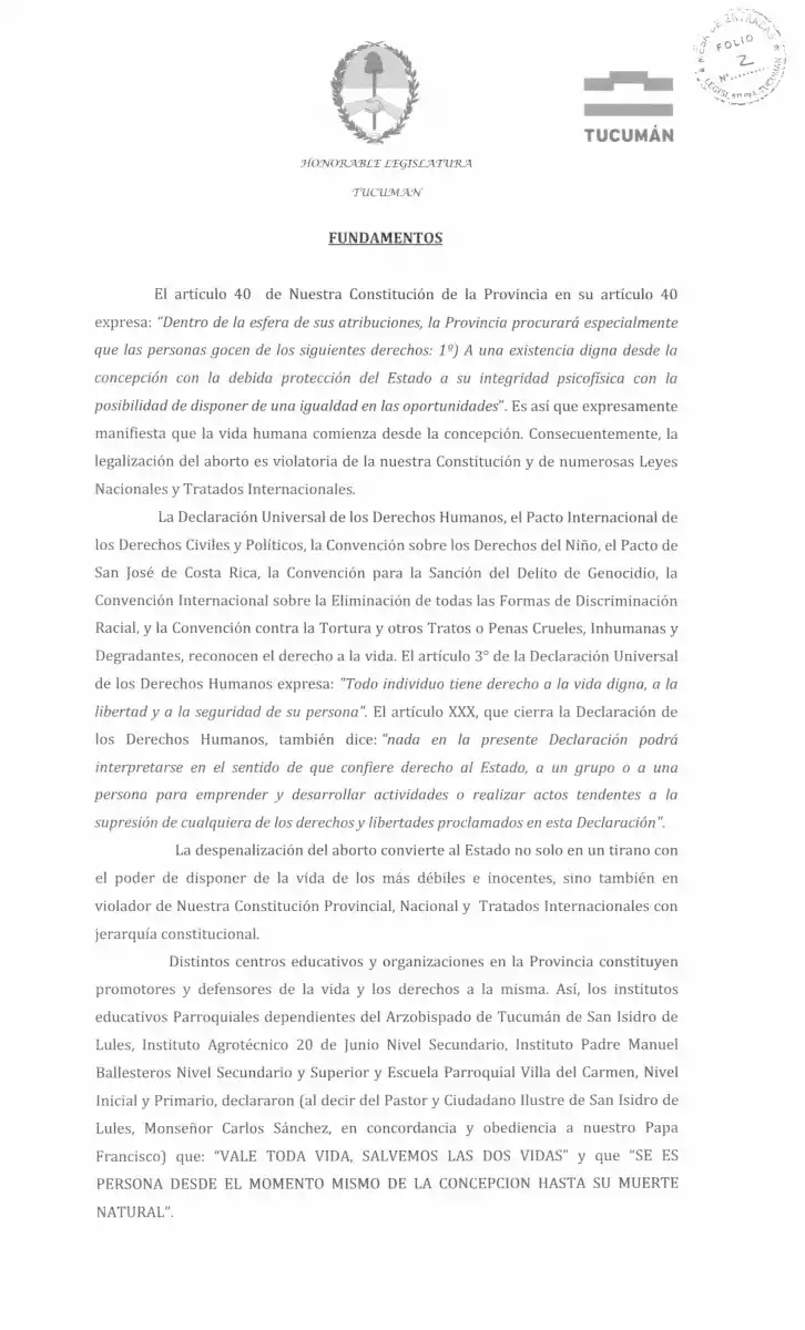 La Legislatura sentará postura y mañana establecería que Tucumán es pro-vida