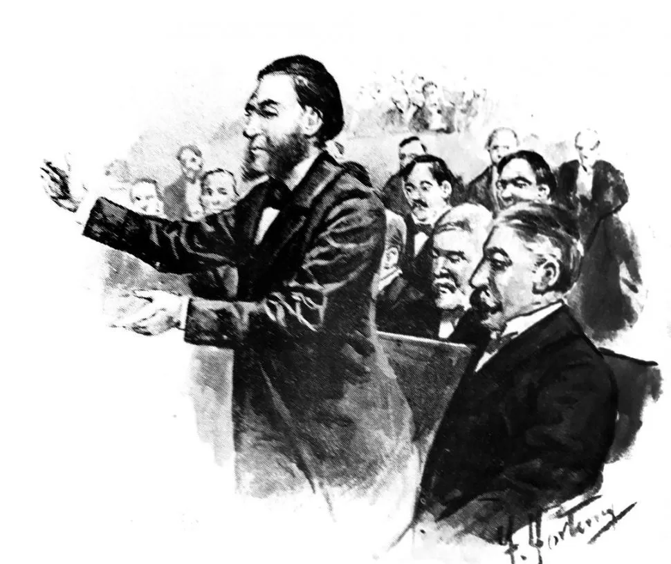 JUAN MARÍA GUTIÉRREZ. La ilustración de Francisco Fortuny lo muestra durante un debate, en la Constituyente de 1853. 