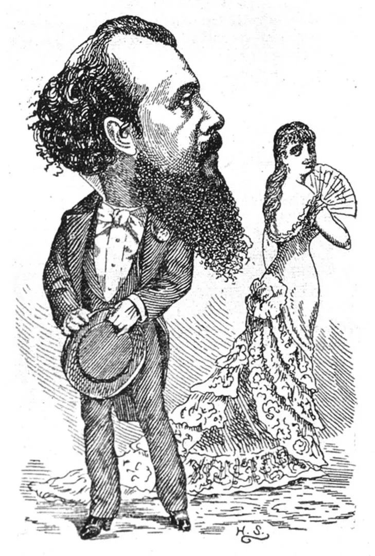 NICOLÁS AVELLANEDA. En una caricatura de Henri Stein, publicada en El Mosquito en 1879.