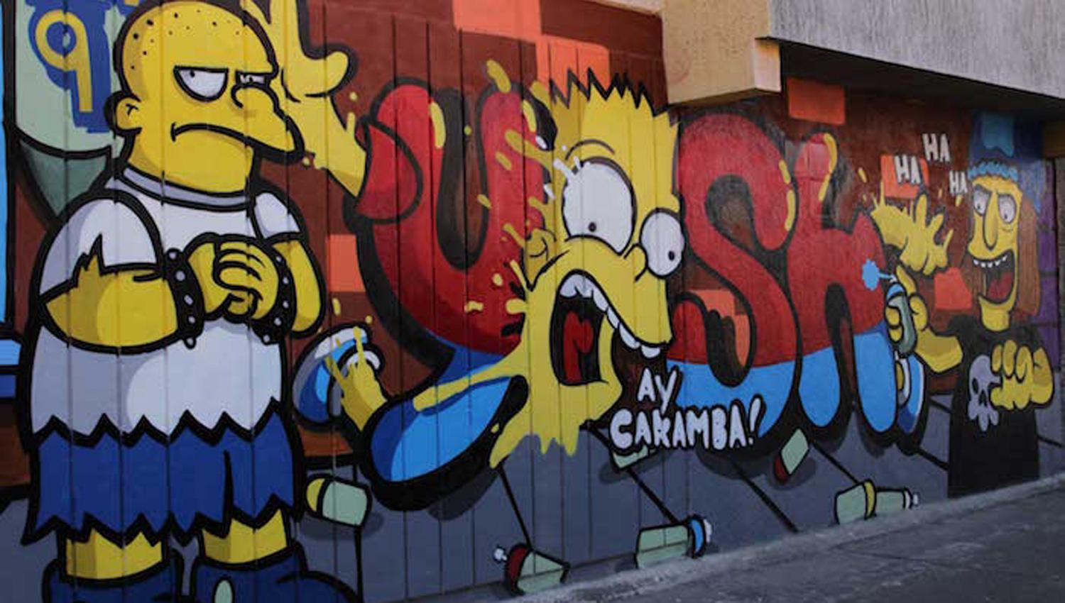 SPRAYFIELD. Los Simpsons crean un ambiente más ameno en el barrio.