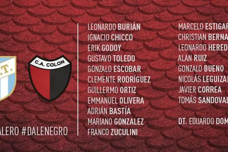 Estos son los concentrados de Atlético y Colón para el partido de mañana