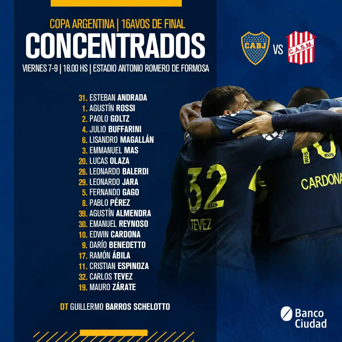 Boca ya tiene los convocados para el partido ante San Martín