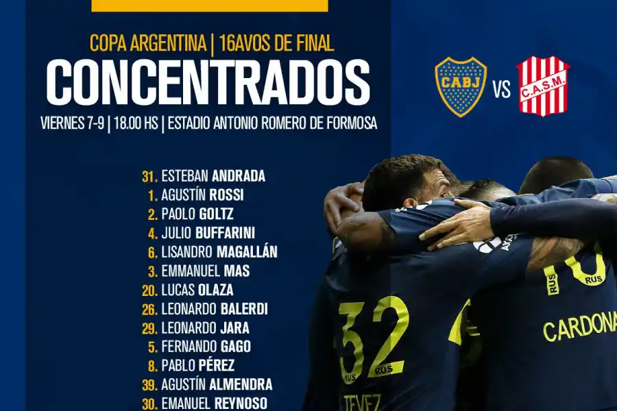 Boca ya tiene los convocados para el partido ante San Martín