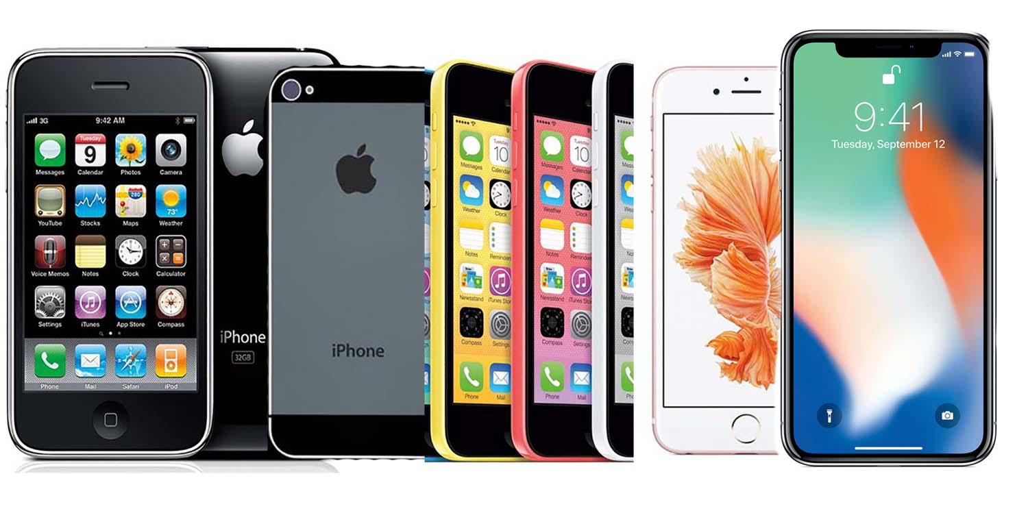 EVOLUCIÓN. Los teléfonos iPhone de la marca Apple desde el 2007 al 2018