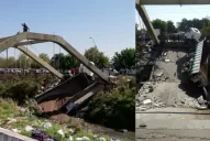 Cayó uno de los puentes de El Manantial Sur y un camión quedó atrapado