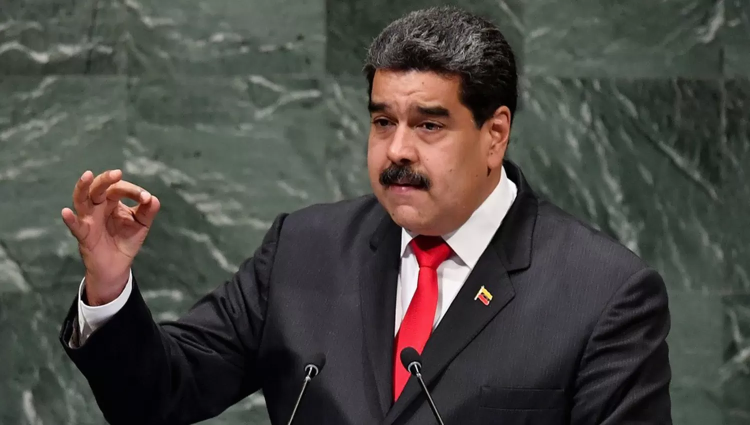 El presidente de Venezuela, Nicolás Maduro, durante su exposición anoche en la Asamblea General de la ONU.