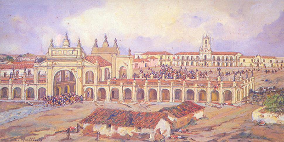 LA RECOVA. Dividía en dos la hoy Plaza de Mayo. Al demolerla en 1884, la casa de las autoridades adquirió perspectiva