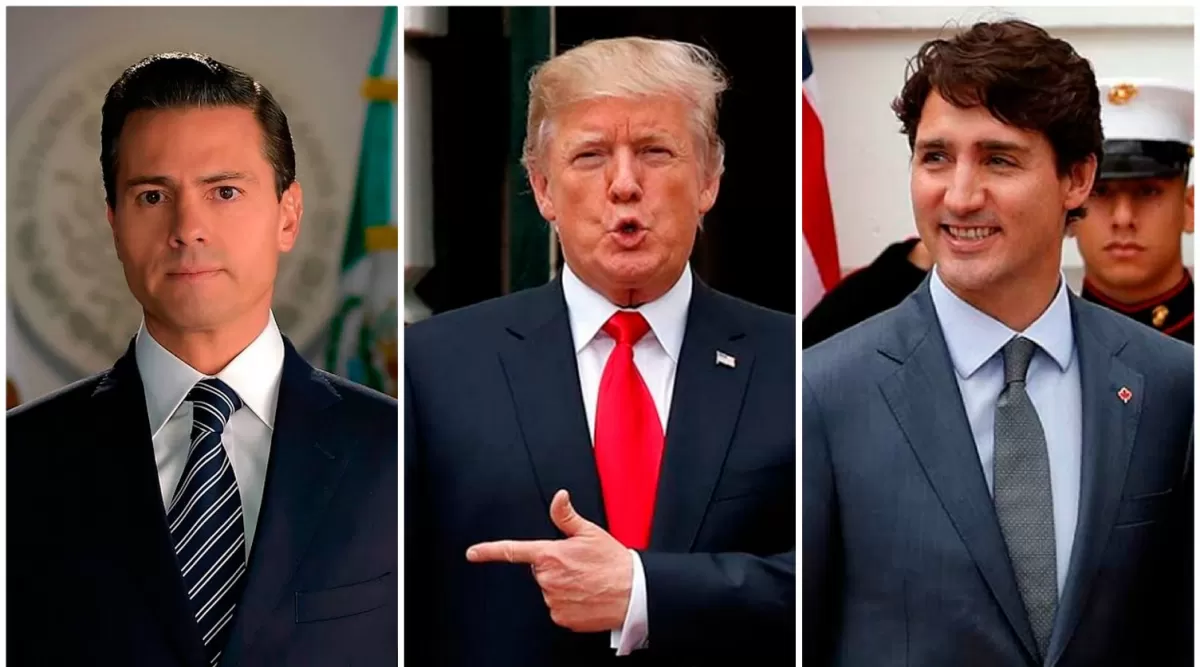 NUEVO NAFTA. Enrique Peña Nieto, Donald Trump y Justin Trudeu.