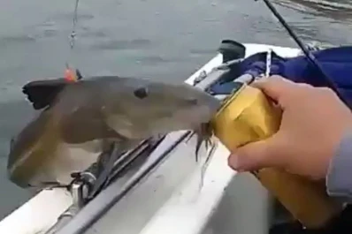 Video: pescó un bagre, le dio de tomar cerveza y el video se viralizó