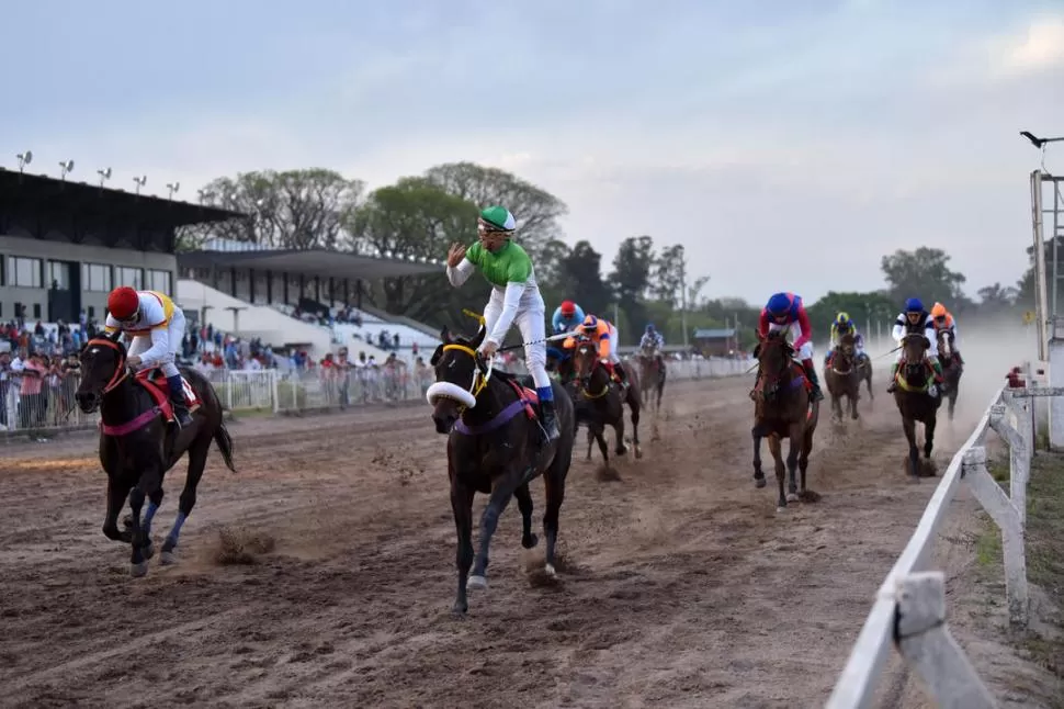 MERECIDO FESTEJO. Pirate Of Peace ya cruzó el disco y el jockey Roberto Pinillo inicia la celebración sobre la montura. la gaceta / foto de Ines Quinteros Orio 