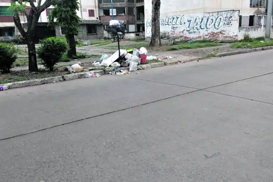 Suciedad acumulada en una rejilla pluvial de avenida Benjamín Aráoz al 1.300