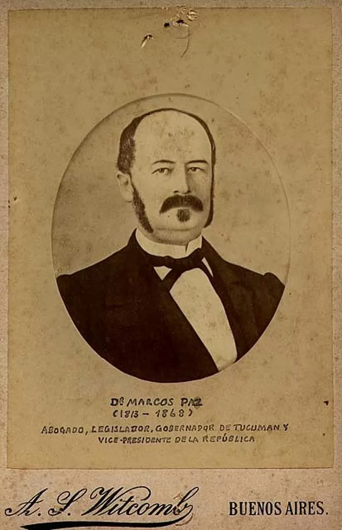 MARCOS PAZ. Fotografía directa, tomada por Witcomb, del coronel y doctor que acompañó como vice al presidente Bartolomé Mitre. 