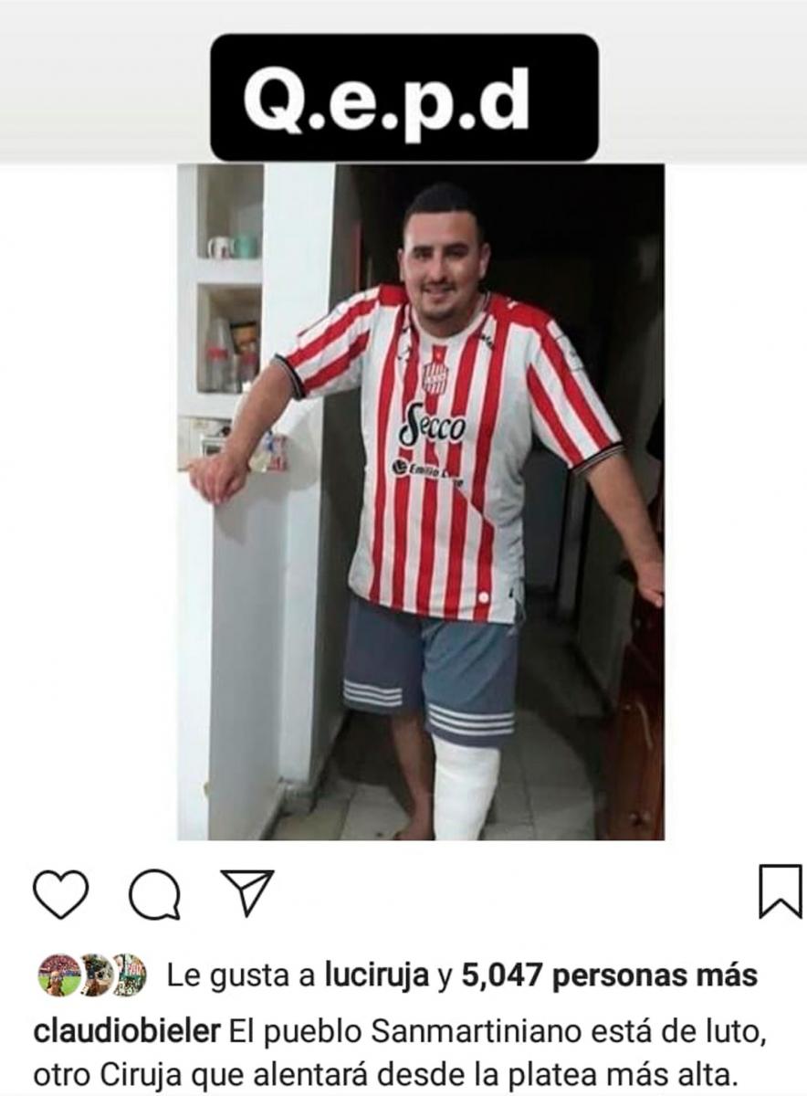 EL MENSAJE DE BIELER. El jugador compartió una foto en su cuenta de Instagram.