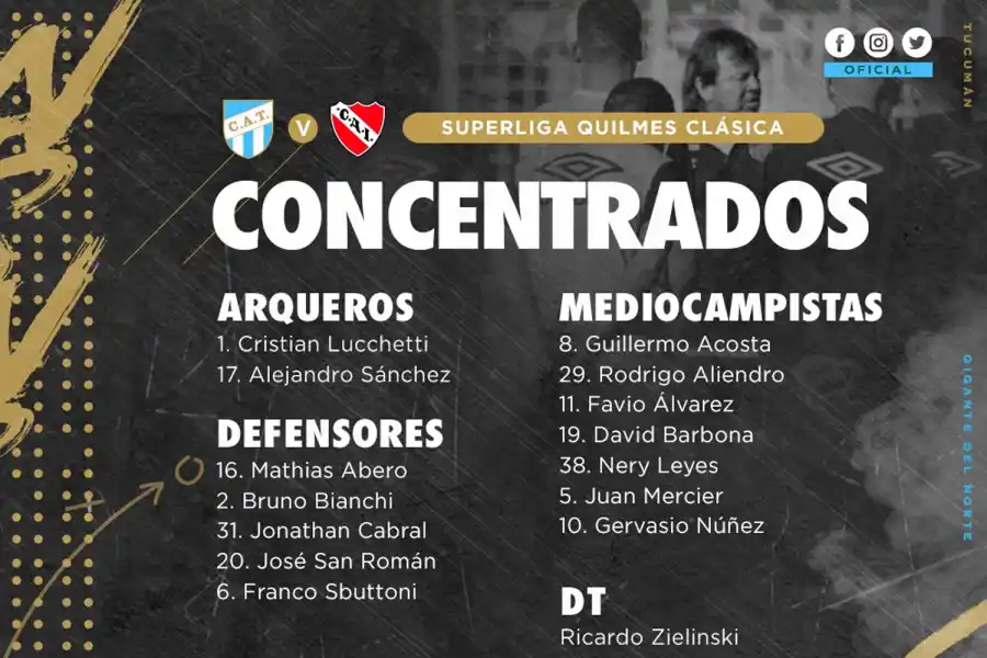 CONCENTRADOS. La lista de los jugadores de Atlético para el partido de mañana.
