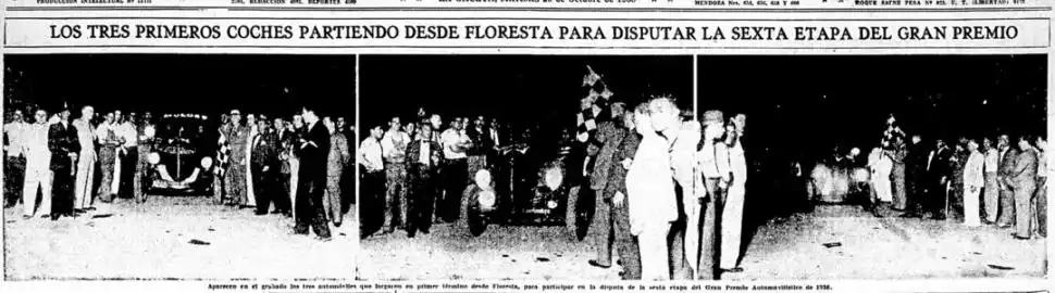 ANTES DEL AMANECER. Los primeros vehículos arrancaron la sexta etapa en plena oscuridad. Risatti partió a las 4.01 desde Floresta. 