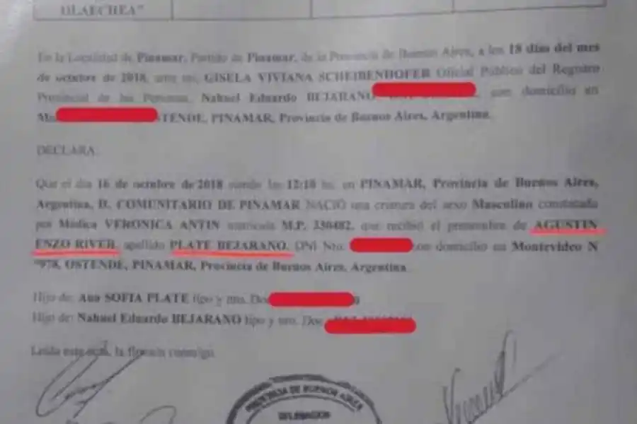 Por el Superclásico, le pusieron de nombre a su bebé River Plate