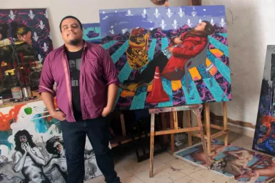Facundo Cañazares pinta cuerpos reales y símbolos de lo argentino