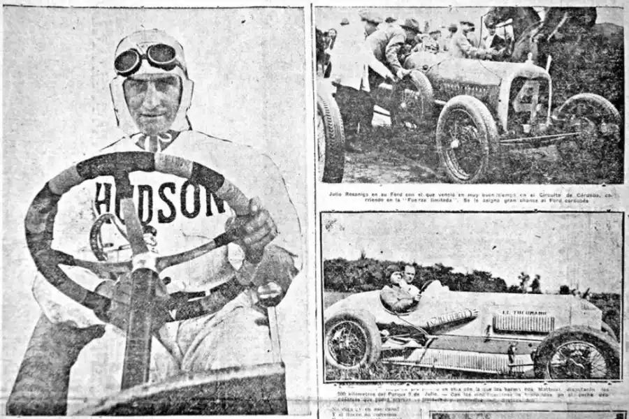 ESTRELLAS. Riganti (foto grande) fue la figura. Los hermanos Mateucci (abajo) en el auto “El tucumano”. Rosanigo en el coche número 4. 