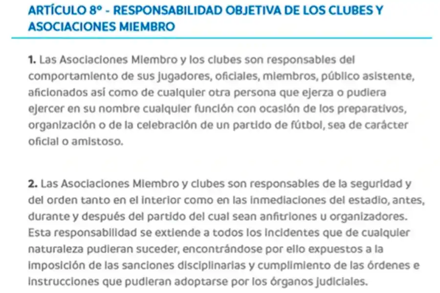Qué dice el reglamento de la Conmebol sobre la responsabilidad de River