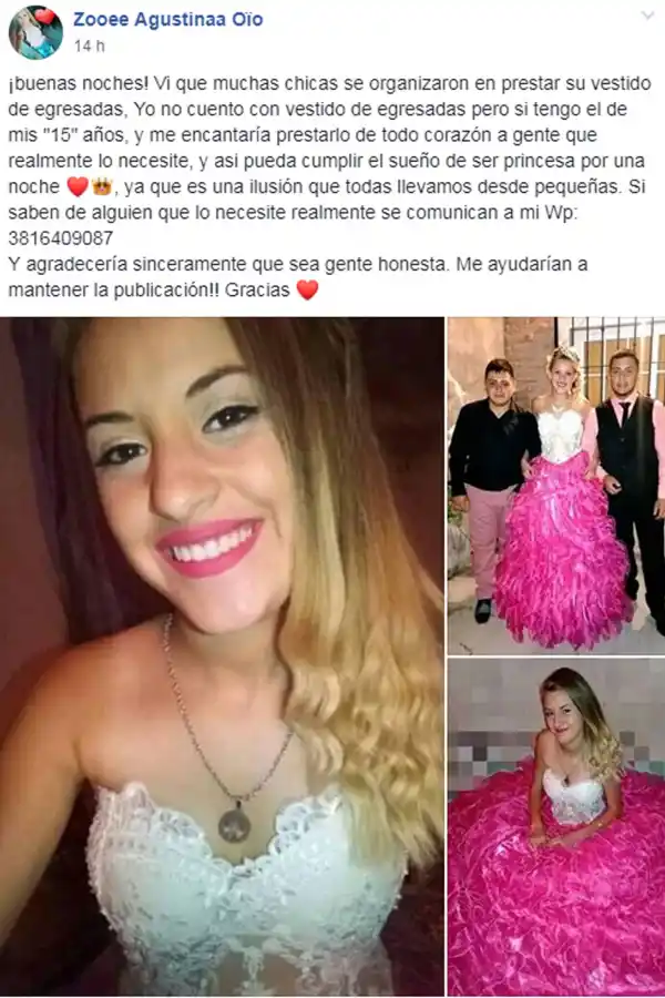 Cientos de tucumanas ofrecen sus vestidos para que las egresadas puedan asistir a sus fiestas