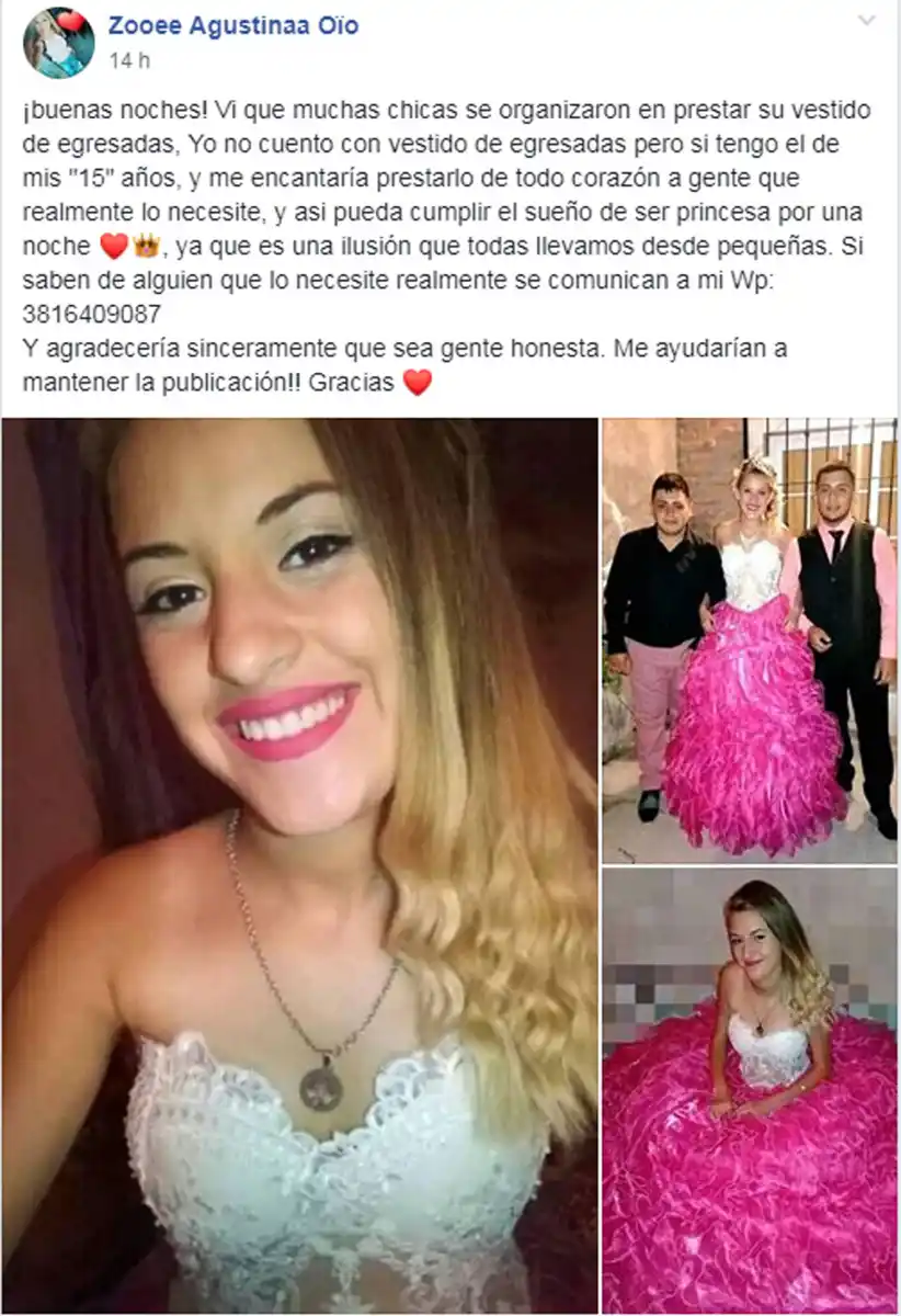 Cientos de tucumanas ofrecen sus vestidos para que las egresadas puedan asistir a sus fiestas