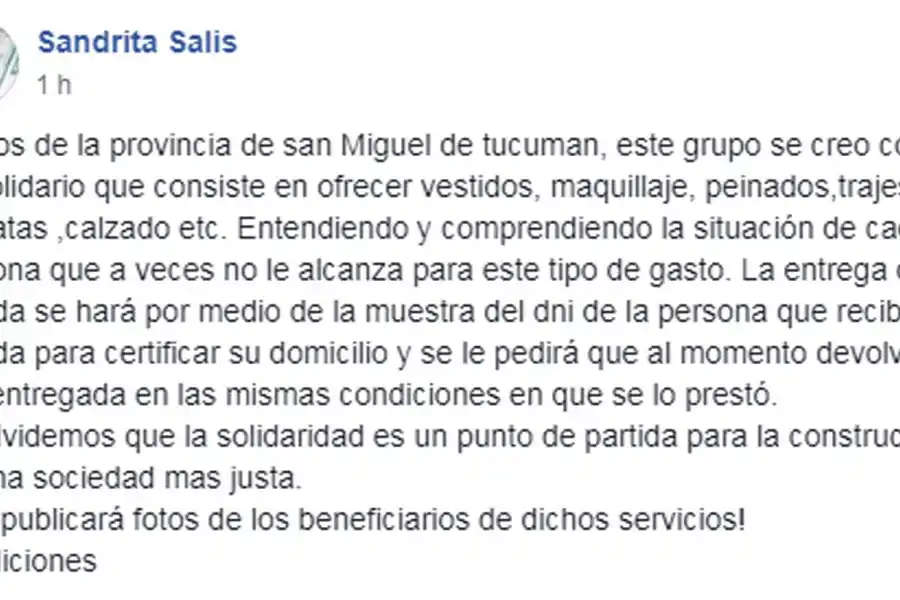 Cientos de tucumanas ofrecen sus vestidos para que las egresadas puedan asistir a sus fiestas