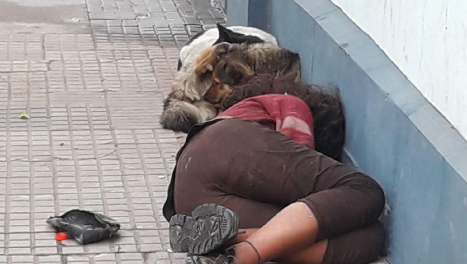 Deambula por la calle y duerme junto a los perros: nadie se ocupa de ella