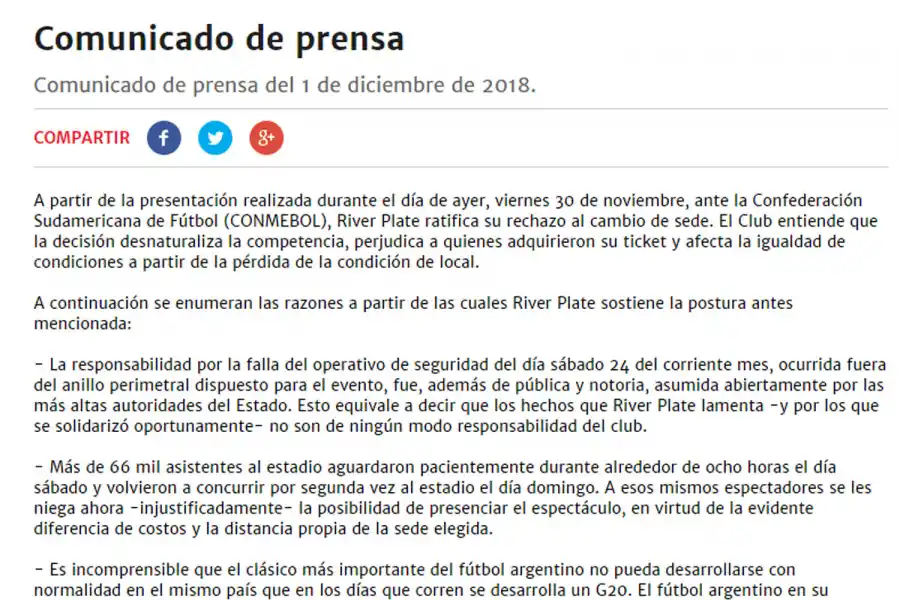 Las razones por las que River rechaza jugar la final con Boca en el Santiago Bernabeu