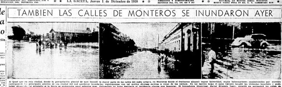 PLENO CENTRO. El paso de un auto por la calle Mendoza al 700 muestra la cantidad de agua que había en ella. 