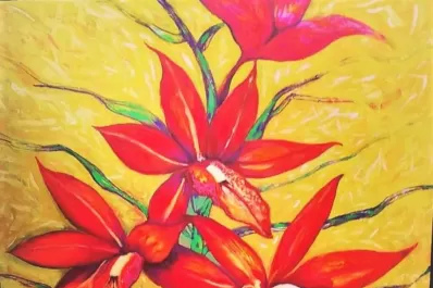 Dibujos y pinturas de orquídeas y sus follajes inspirados en la música y la poesía