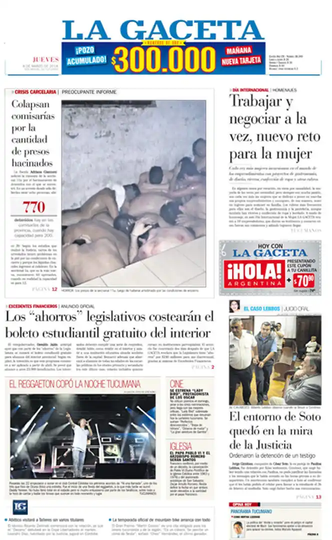 HITO EN EL PROCESO. En marzo, LA GACETA publicó imágenes de detenidos hacinados en la Seccional 11ª. Había más de 30 personas en un calabozo de 32 m2.  