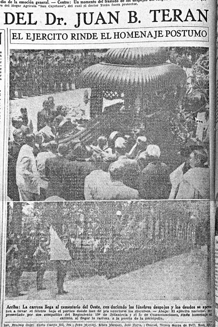 GUARDIA MILITAR. El ataúd es bajado de la carroza mientras solados rinden honores a la figura de Terán.