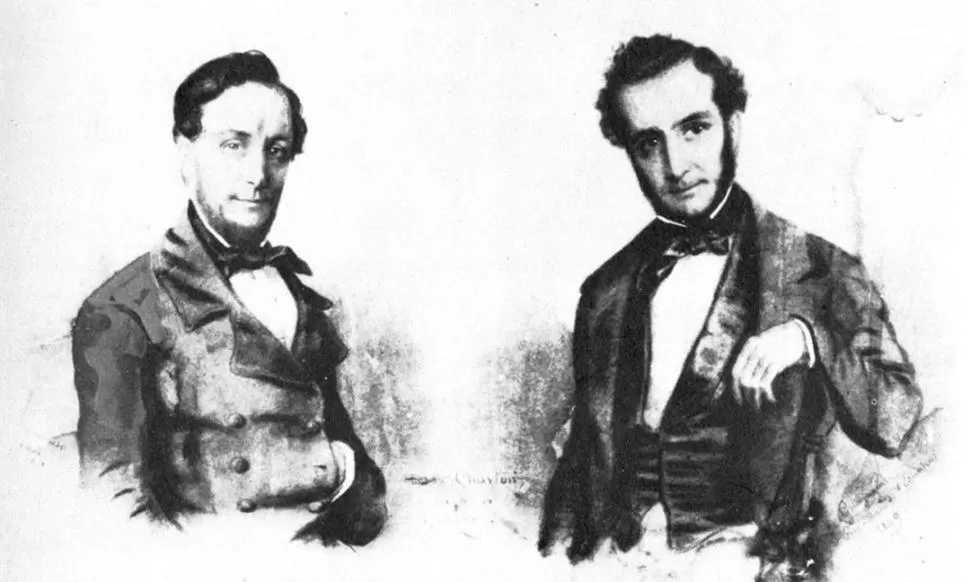 LOS GUTIÉRREZ.  Desde la izquierda, el famoso Juan María y su hermano Juan Antonio, en un dibujo de Ernest Charton. 