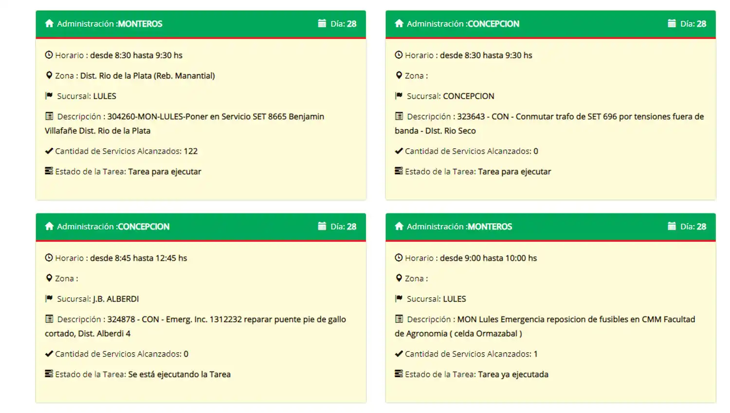 Estos son los cortes de luz programados por EDET para hoy