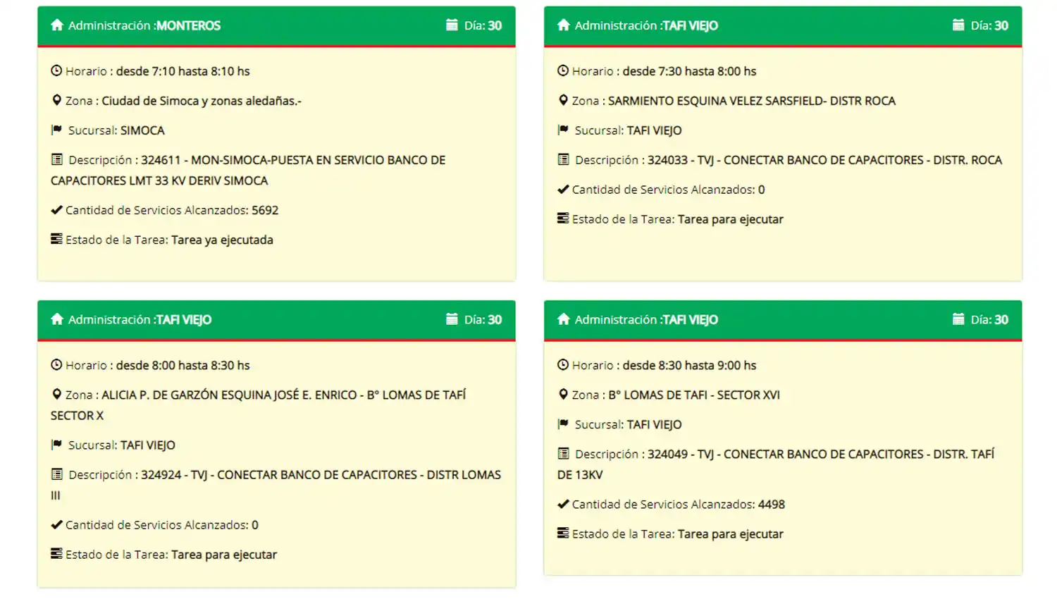 Estos son los cortes de luz programados por EDET para hoy