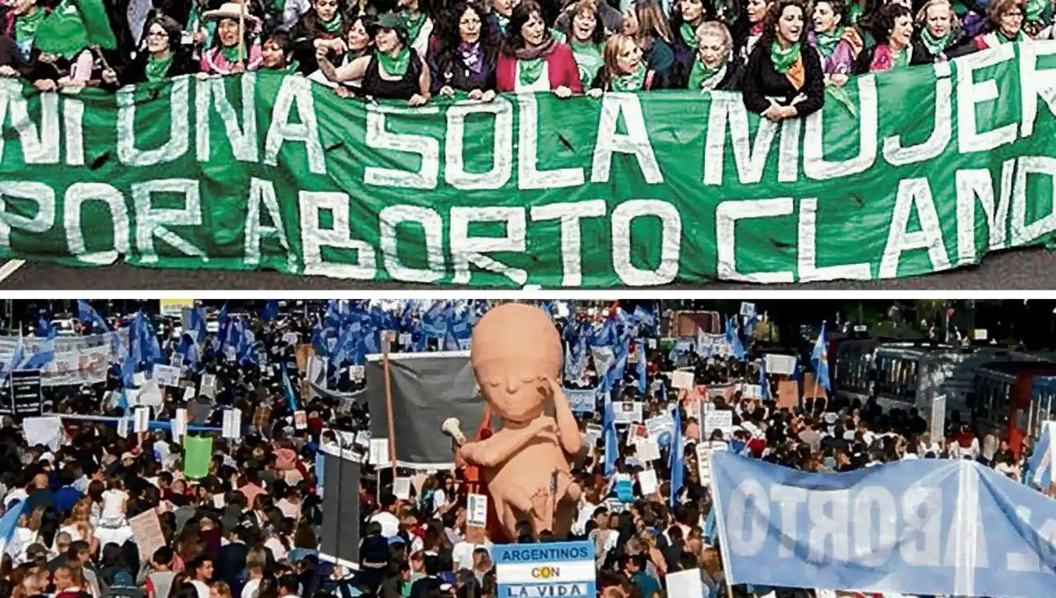 A FAVOR Y EN CONTRA. El Senado de Argentina rechazó el proyecto de interrupción voluntaria del embarazo.